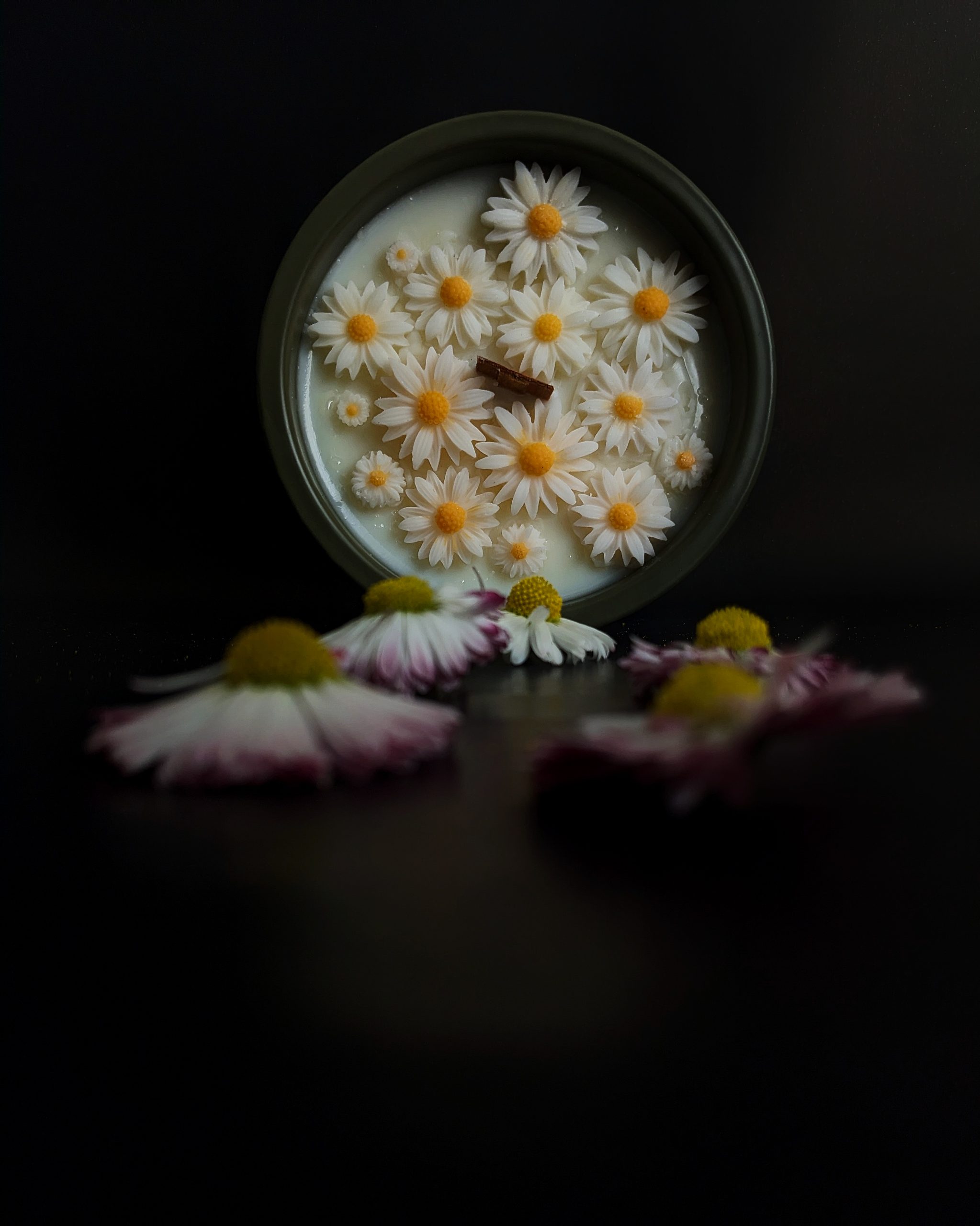 1000032662-scaled Sojas vaska svece ar margrietiņām - Attēls 1