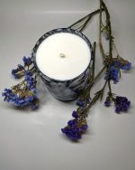 Līvānu stikla traukā lieta svece - melns ar baltu - Attēls 2