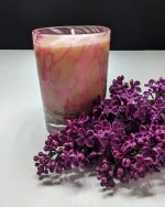 Līvānu stikla traukā lieta svece - ROZĀ