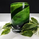 Līvānu stikla traukā lieta svece - ZAĻA