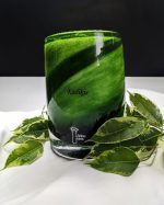 Līvānu stikla traukā lieta svece - ZAĻA