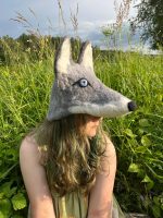 Filcēta vilnas cepure – maska: jenots, lapsa, vilks, lūsis - Attēls 4