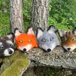 Filcēta vilnas cepure – maska: jenots, lapsa, vilks, lūsis