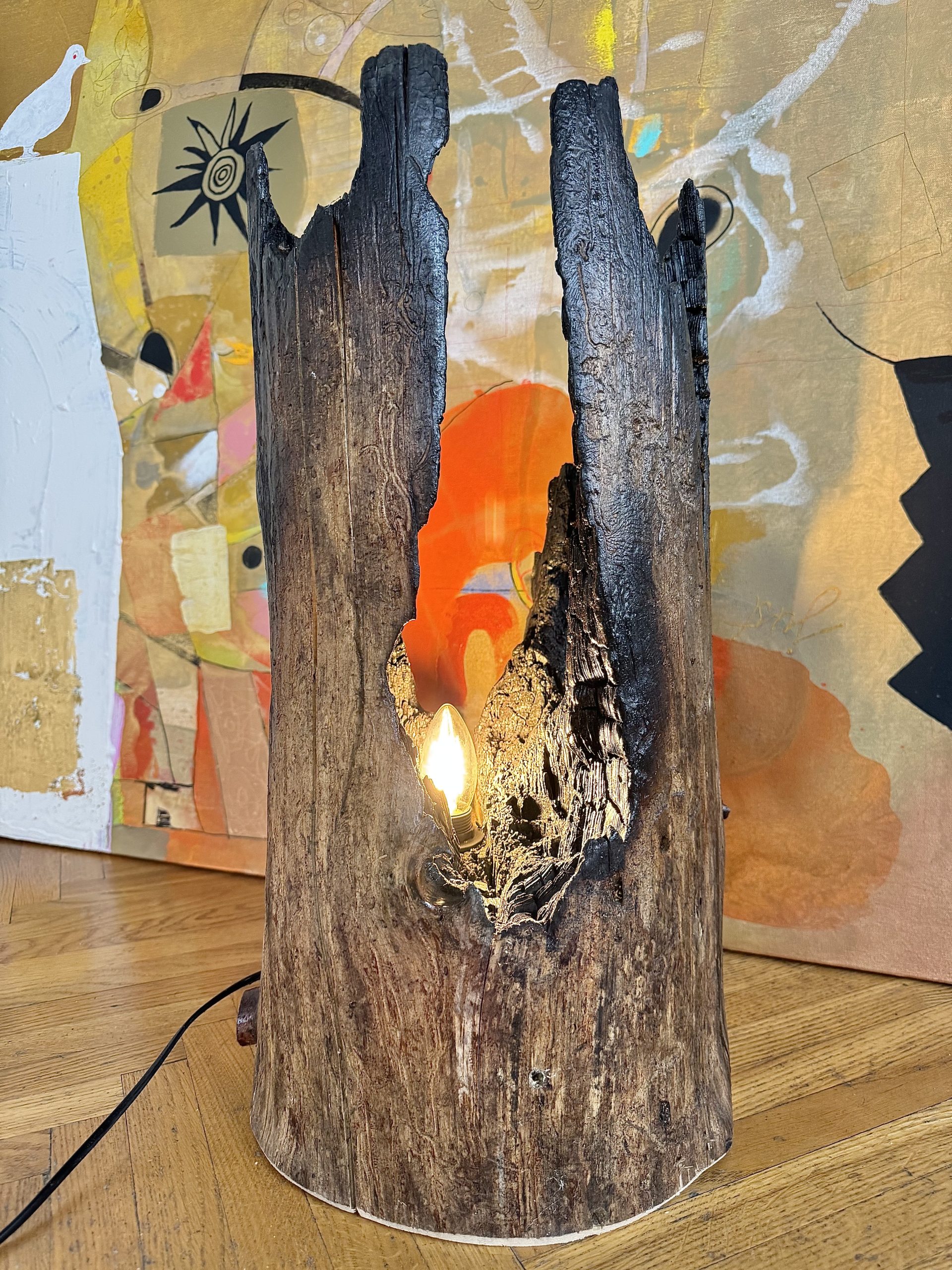 koka lampa Dedzināta koka lampa - Attēls 1