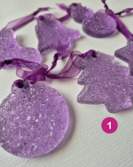 Eglīšu rotājumu komplekts, violetie toņi - Attēls 5