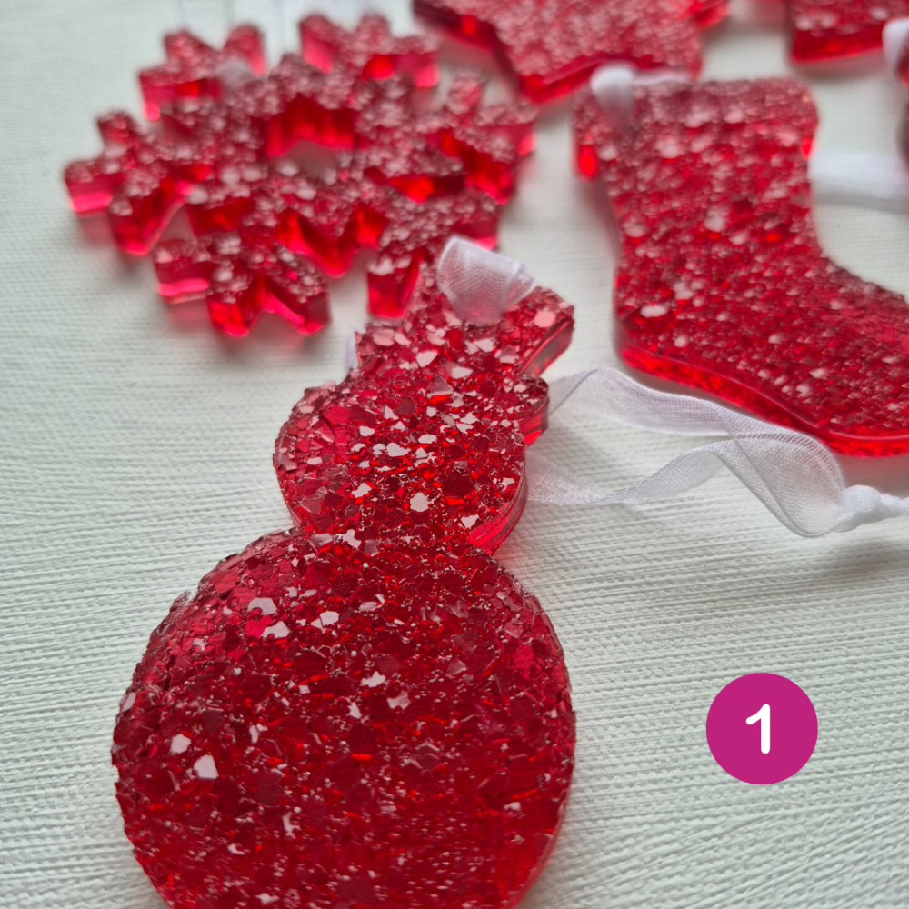 Eglīšu rotājumu komplekts, sarkanie toņi