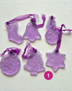 Eglīšu rotājumu komplekts, violetie toņi - Attēls 4