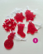 Eglīšu rotājumu komplekts, sarkanie toņi - Attēls 2