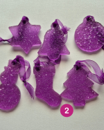 Eglīšu rotājumu komplekts, violetie toņi - Attēls 2