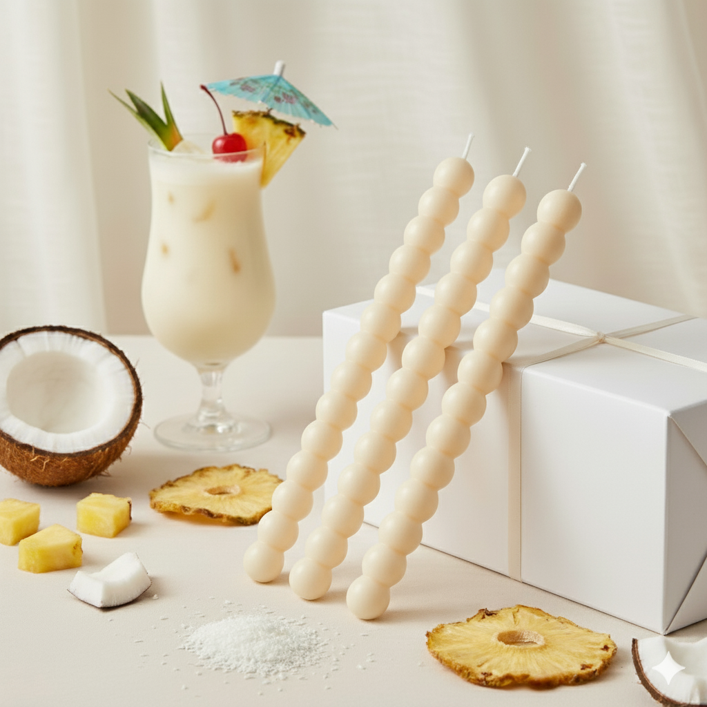 C31 - Pina colada - balta Stearīna sveces, 3 gab.,dažādi aromāti (C31) - Attēls 1