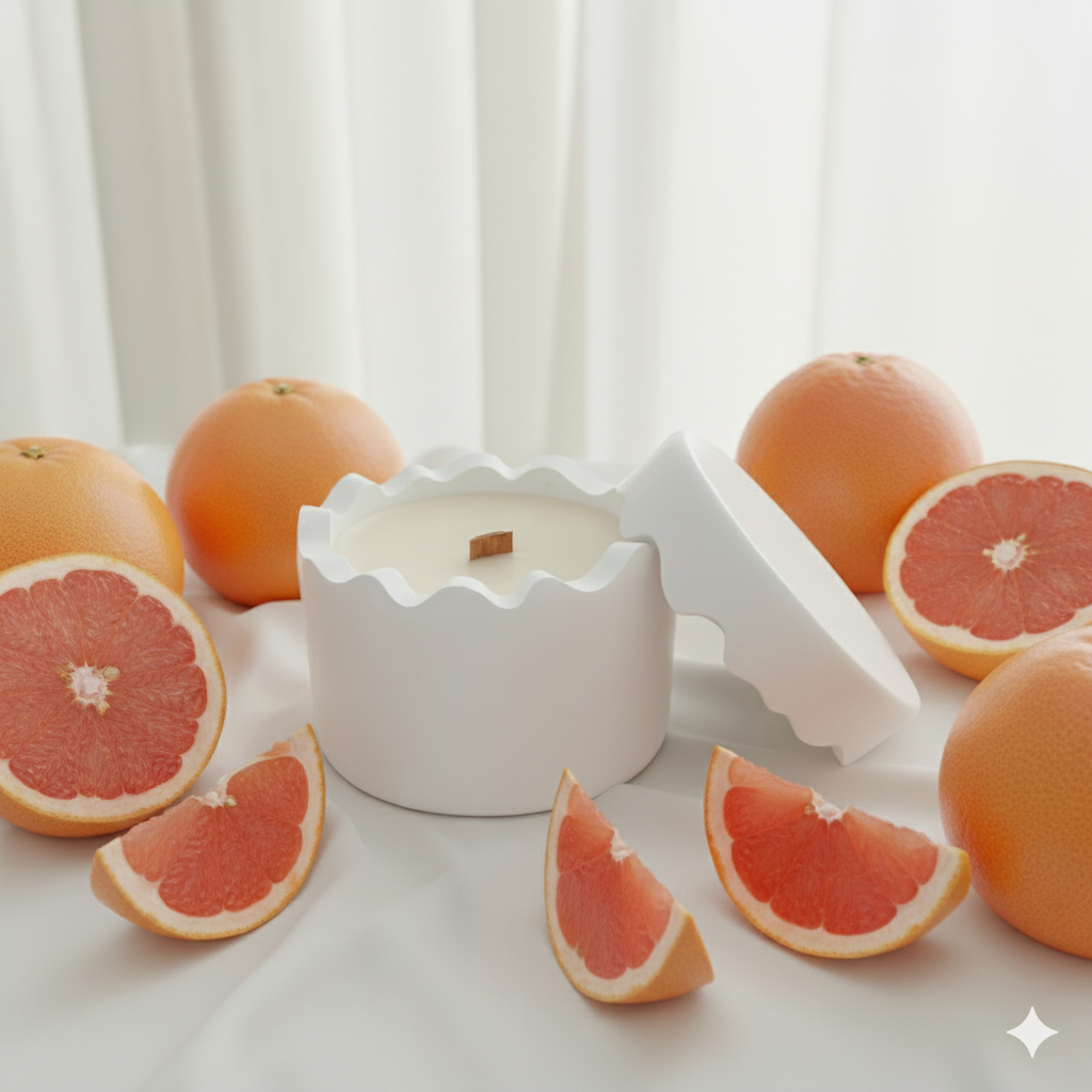 K9W - greipfrūts - balta Sojas vaska svece, dažādi aromāti (K9W) - Attēls 1