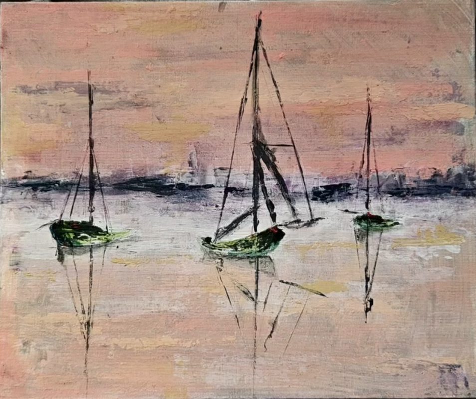 Glezna LAIVAS SAULRIETĀ