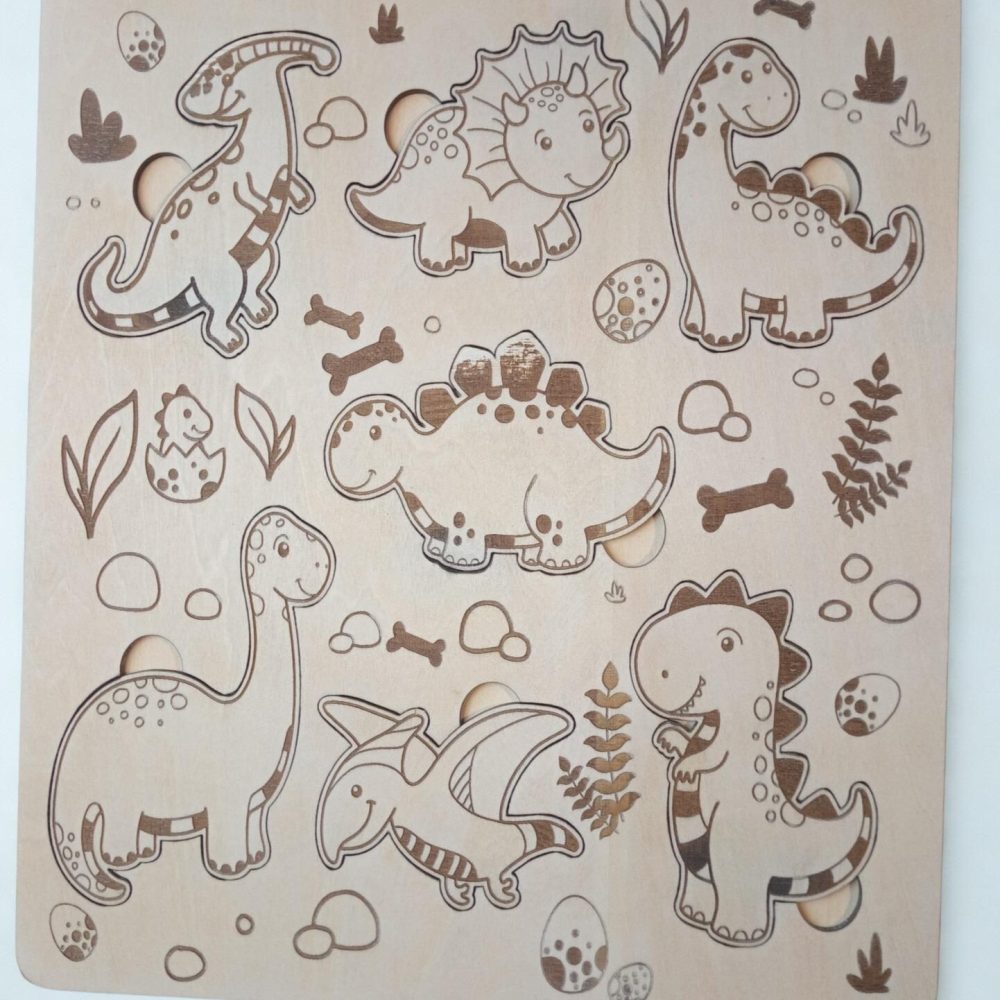 Koka puzle “Dinozauri” – krāso un saliec