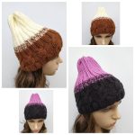 Adīta sieviešu cepure ar pīnēm "Divkrāsaina"