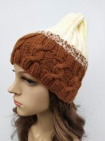 Adīta sieviešu cepure ar pīnēm "Divkrāsaina" - Attēls 4