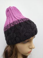 Adīta sieviešu cepure ar pīnēm "Divkrāsaina" - Attēls 2