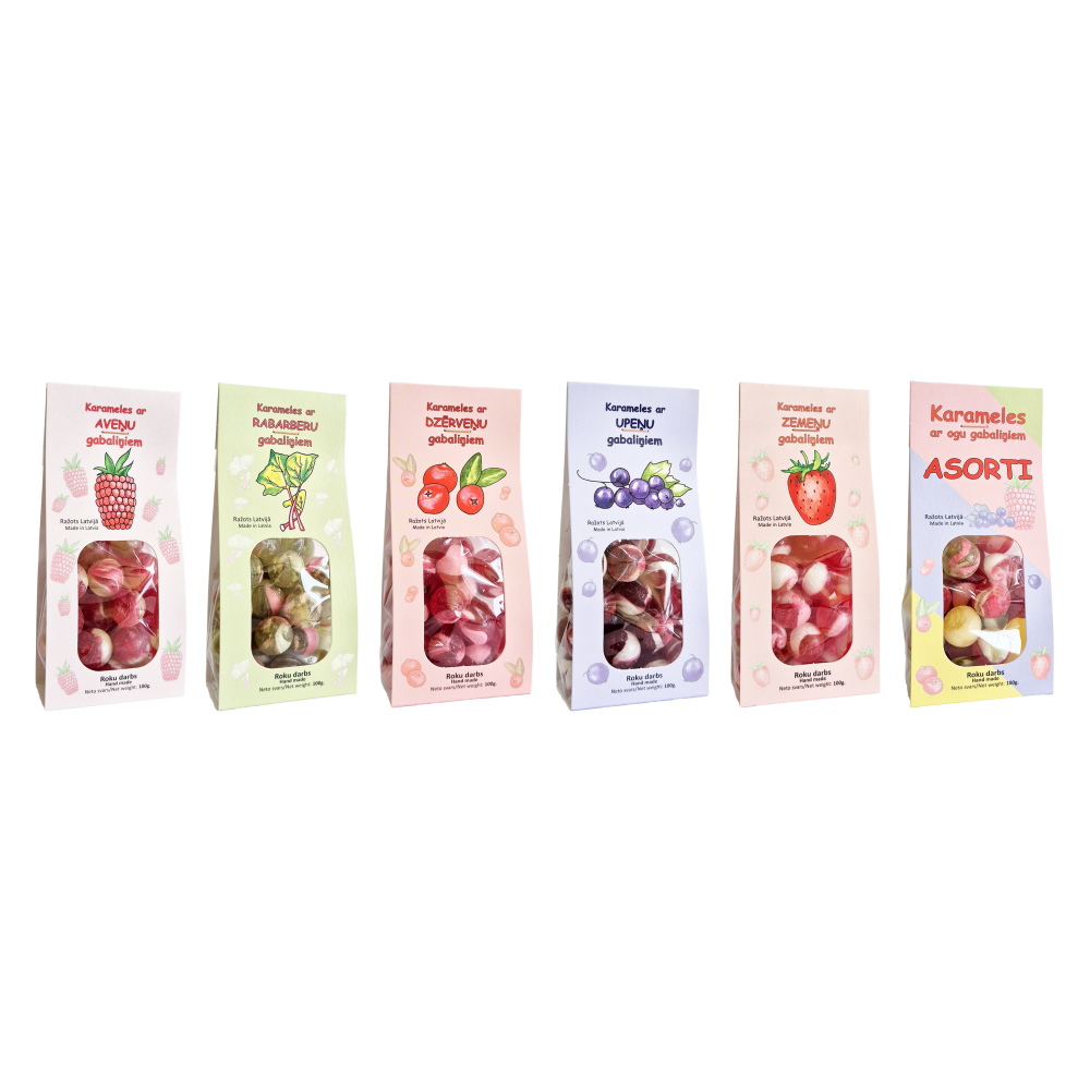 Karameles ar ogu gabaliņiem, 100g