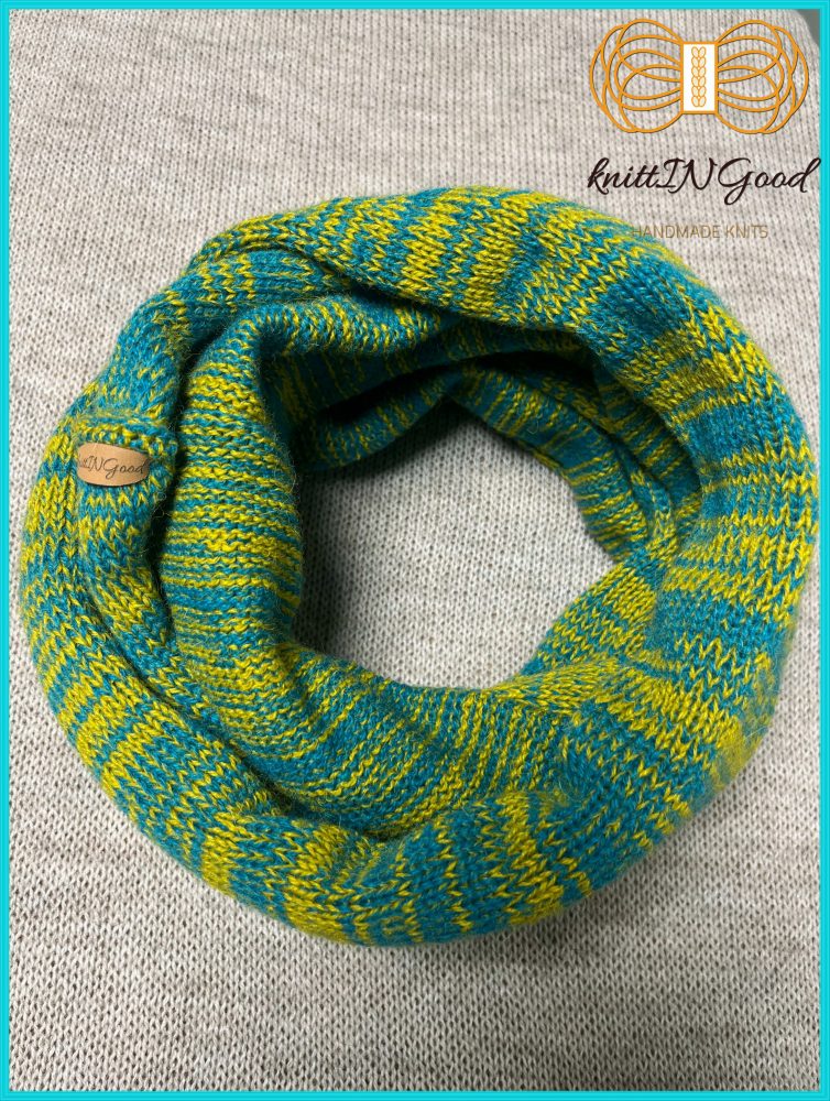 Merīnvilnas apaļšalle (dubulta, tirkīzzaļa)