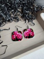 Polimērmāla auskari ar ziediem "Peonijas" - Attēls 2