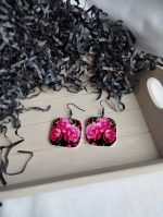 Polimērmāla auskari ar ziediem "Peonijas" - Attēls 3