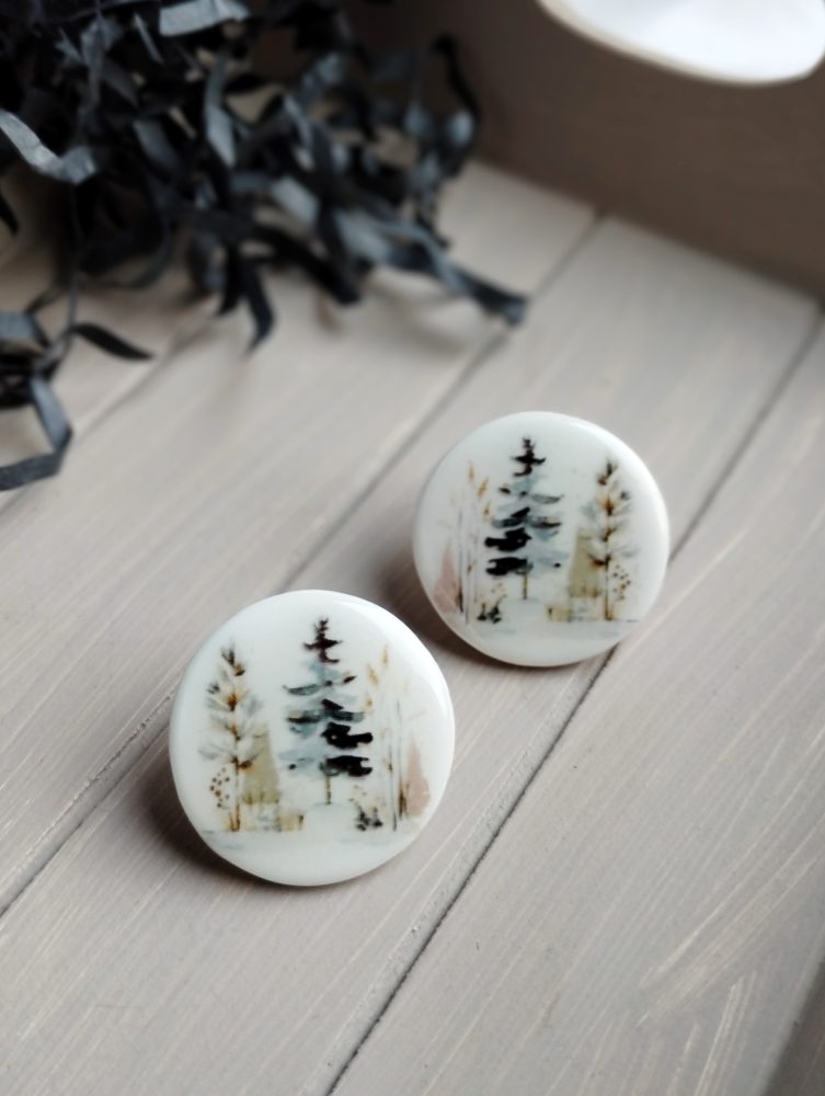 Polimērmāla auskari "Reiz mežā..."