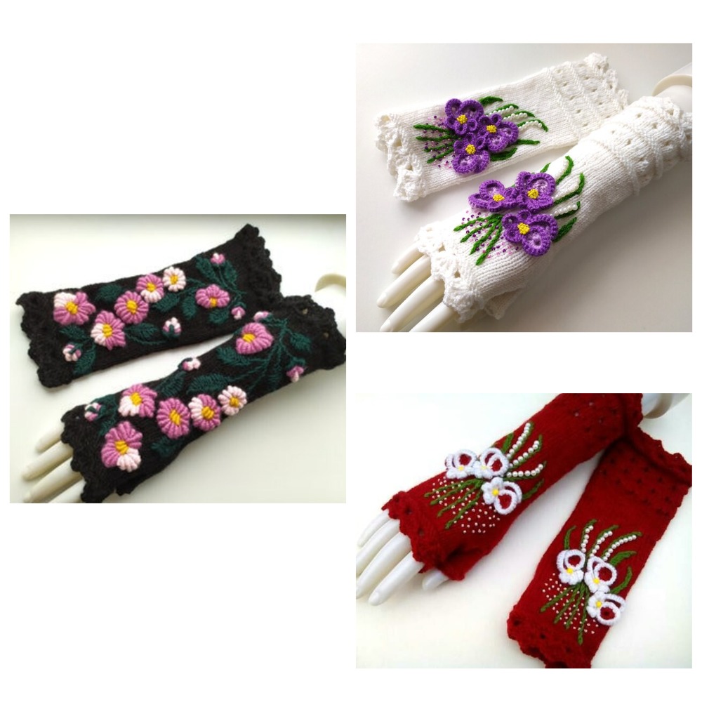 Sieviešu cimdi ar izšuvumu