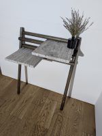 Koka stāvplaukts ar akmens virsmu, divlīmeņu, gaiši pelēks - Attēls 3