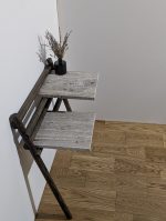 Koka stāvplaukts ar akmens virsmu, divlīmeņu, gaiši pelēks - Attēls 2