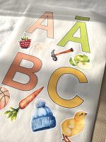 Bērnu alfabēta sienas uzlīmes ar ilustrācijām – mazais alfabēts