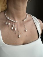 Balta pērļu kaklarota "Pērļu lietus" - Attēls 3