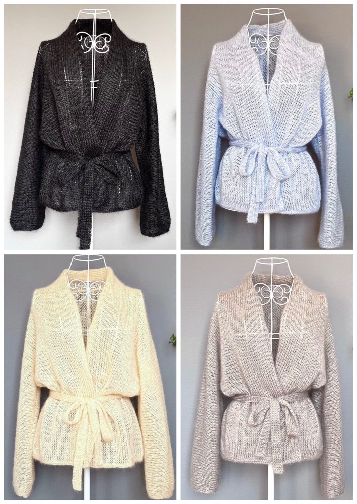 Adīta jaka ar jostiņu