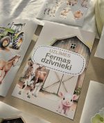 uzlīmes bērniem ar fermas dzīvniekiem