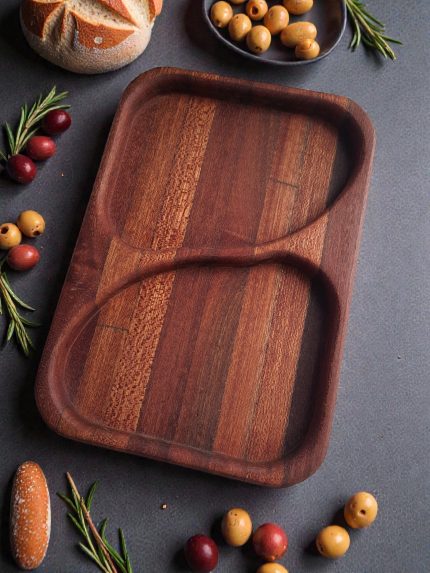 meranti koka servēšanas trauks