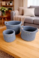 Tamborēti interjera grozi PELNU PELĒKS lielais ar rokturiem - Attēls 3