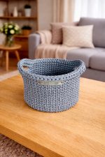 Tamborēti interjera grozi PELNU PELĒKS lielais ar rokturiem - Attēls 4