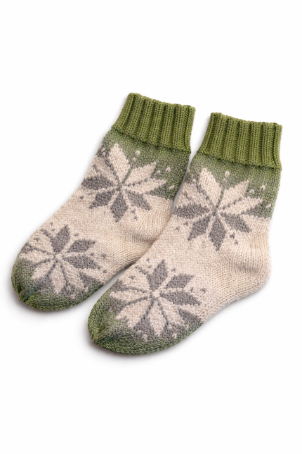 adītas zeķes ar auseklīti