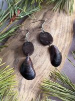 Melnie gliemežvāku auskari - Attēls 2