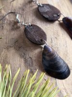 Melnie gliemežvāku auskari - Attēls 4