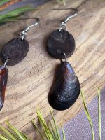 Melnie gliemežvāku auskari - Attēls 5