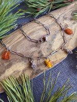 Kaklarota - ķēdīte ar dzintariem un čiekuriņiem - Attēls 3