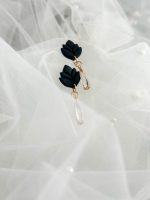 Melni polimērmāla auskari LOTUS - Attēls 2