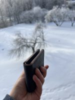 Klasisks salokāms Badalassi Carlo Pueblo ādas maks Navy, roku šūts - Attēls 3