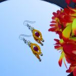 Makrame auskari acs formā ar stikla pērli, 4 krāsas - Attēls 4