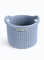 tamborēts grozs pelēks uzglabāšanai