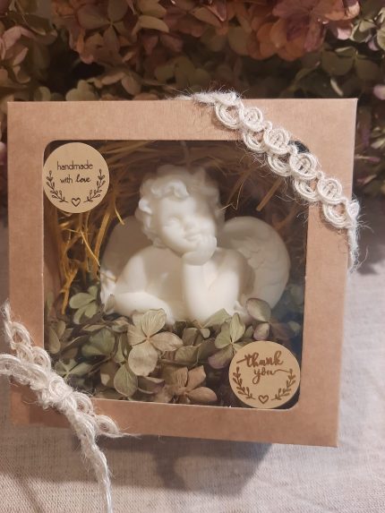 Sojas vaska svece EŅĢELIS dāvanu kastītē