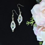 Makrame auskari acs formā ar stikla pērli, 4 krāsas