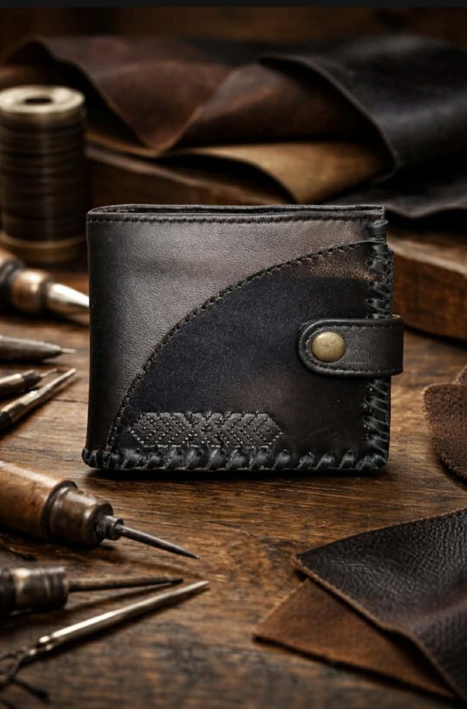 Vīriešu ādas maks MELNS/L