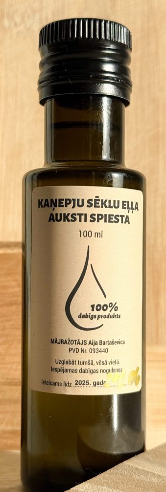 kaņepju sēklu eļļa auksti spiesta