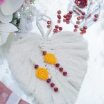 Dzelteni makrame auskari ar stikla pērlēm - Attēls 2