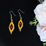 Makrame auskari acs formā ar stikla pērli, 4 krāsas - Attēls 3